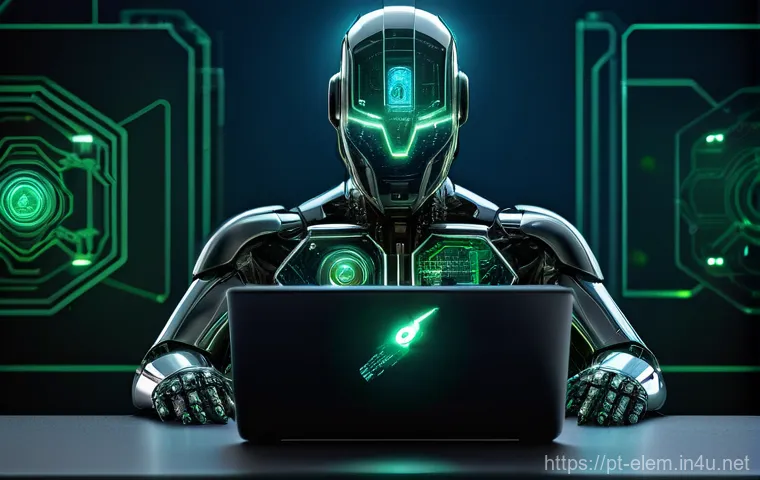 인터넷 안전 교육 - **Unmasking Phishing: The Suspicious Email**
    "A close-up shot of a person's hands, wearing a lig...