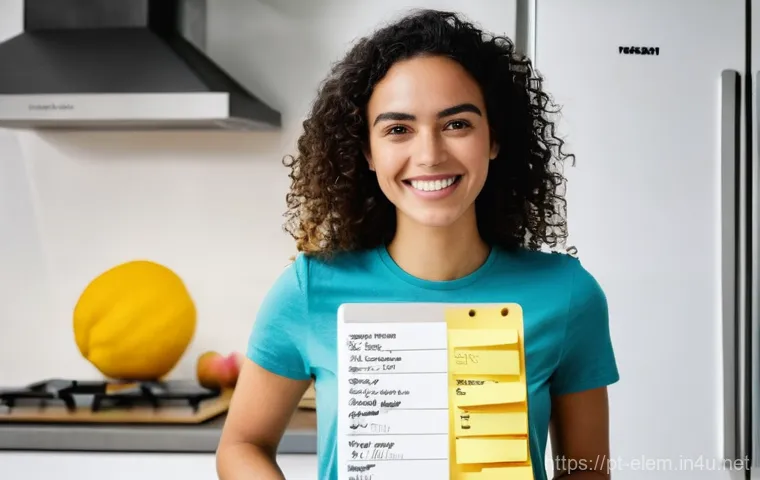 영어 기초 학습법 - **Prompt:** A young Portuguese woman (20s-30s) stands in a brightly lit, modern kitchen, smiling gen...